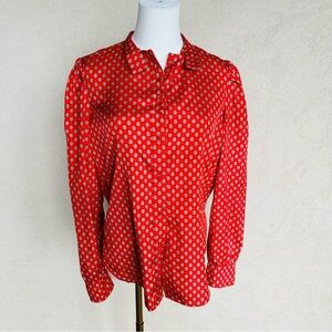 The Villager Red and White Polka Dot Button Down Shirt